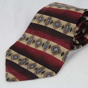 Henry Grethel 100% Italian Silk Men's Tie Necktie Red Cream